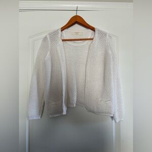 Zara Knit White Open Front Cardigan